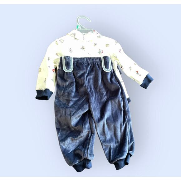 Simply Basic Baby Outfit 6-9 Months Vintage 2002 One Piece w/ Navy Velvet Pants - Picture 2 of 16